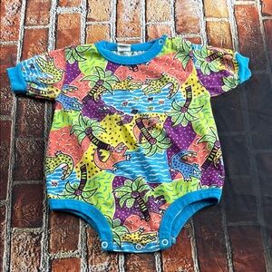 Spencer's Blue and Yellow Bodysuit with Energetic 90s Design